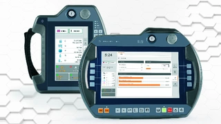 Handbediengerät mit Funktionstasten und Touchscreen