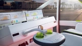 Im Rinspeed Oasis lässt sich das ZF-Lenkrad während des automatisierten Fahrens wie ein Klapptisch umlegen und fixieren.