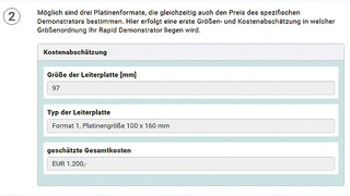 RDS – Resultierende Abmaße der Leiterplatte und zu erwartende Kosten