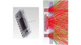 3D-Grafik von Sensoraufbau und Lichtwegen bei optischer Pulsmessung.