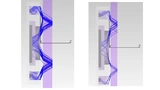 Simulation des optischen Übersprechens durch Luftspalt- (links) und Glaskontakt (rechts).