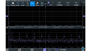 Ein Rechteck-Signal wird mit der FFT analysiert: In den gut aufgelösten Signalspitzen offenbart sich die Stärke des Displays. 
