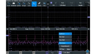 Auch hier kann das Signal mit der nutzerfreundlichen HMI auf dem Touchdisplay manipuliert werden. Touch auf den "FFT-Kanal-Button" öffnet die Verarbeitungsoptionen. 