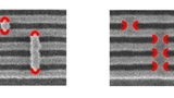 Bild 3: Die Länge des Blocks bestimmt die Effizienz des Trench-‘Blocking’ (links), während seine Breite die Abstände (tip-to-tip) der Metal Layer bestimmt (rechts).