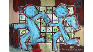 Finanzkrise 1 + 2. Zweiteilige Gouache,  je 50  cm × 70 cm, 2009