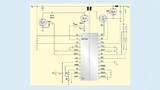 in vollständiger Schaltplan des Durchflusswandlers mit dem integrierten Controller ADP1074