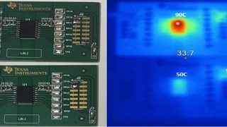 Vergleich der Gehäusetemperaturen eines induktiven und eines kapazitiven digitalen Kopplers.