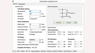 Mit dem „Lora Modem Calculator Tool“ lassen sich die Werte für die HF-Eigenschaften der Transceiver ermitteln