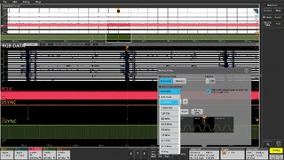 Bild 33: Die Messfunktion ermittelt die CLK-Frequenz von Kanal 3, die Periodendauer im H-Sync-Signal. Die Horziontale wird dabei wieder deart skaliert, dass exakt ein 320x240-Bild auf dem Schirm liegt: 15,31 ms. 