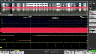 Bild 42: Simultane Messung einiger Zeitwerte im V-Sync- und H-Sync-Signal. 