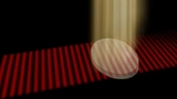 Von oben wird das Material mit einem ganz bestimmten Muster beleuchtet, dadurch kann die Welle von links das Objekt ungestört durchdringen.