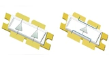 Vergleich eines Hochleistungstransistors im Gemini-Package (links) und eines massebezogenen 1600-W-Transistors (rechts)