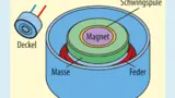 Bild 2. Lineare Resonanzaktoren (LRA) bestehen aus einem Magneten und einer Feder mit hoher Resonanzfrequenz. Der haptische Effekt entsteht duch mechanisches Auf- und Abwärtsbewegen des Masse-Feder-Systems.