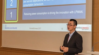 Wireless Congress 2017 - Feng Xie, Rohde & Schwarz, während seines Vortrages.