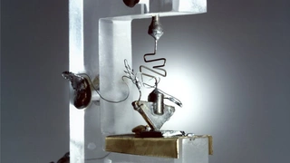 Der erste Transistor, ein Spitzentransistor aus Germanium.