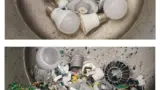 LED-Lampen vor und nach der elektrohydraulischen Zerlegung.