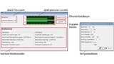 Die Oberfläche des Basissystems, die im Betrieb auf dem Touch-Display dargestellt wird, mit den Optionen im Konfigurationsfenster (rechts)