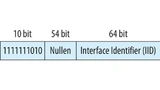 Eine IPv6-Link-Local-Adresse in Bluetooth Low Energy besteht aus dem Interface Identifier (IID), dem ein spezieller 64 bit langer Prefix vorangestellt wird.