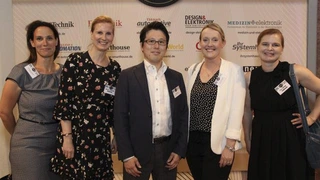 Catherine Schneider, Mexperts, Stefanie Eckardt, Elektronik automotive, Naoto Hara, Rohm Semiconductor, Justine Hörmann, Rohm Semiconductor und Irina Hüber, Elektronik (vlnr.)