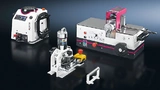 Stanz- und Biegemaschine CW 120 (Cooper Workstation); hier als stationäre Tischgeräte für das Schneiden, Biegen und Stanzen von Stromschienen mit externer Hydraulikversorgung.