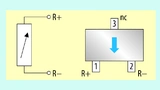 Elementarer TMR-Sensor: enthält nur  die MLU und ist daher rein passiv. Nur die Komponente des äußeren Feldes, die parallel zur Magnetisierungsrichtung der gepinnten Schicht (blauer Pfeil) gerichtet ist, bewirkt eine Änderung des Widerstands des Sens