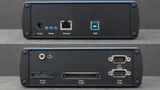 Bild 2: Schnittstellen an Front- und Rückseite: Target-,Trace-, ASC-, CAN-Schnittstelle / Stromversorgung, Ethernet und USB.