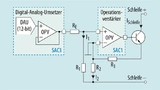 Schaltplan für eine 4-20-ma-Schnittstelle, realisiert per Analog-Combo-Modul des MSP430.