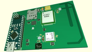Ansicht des Moduls akorIoT mit aufgesteckter Arduino-Nano-Platine.