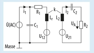 Für den Betrieb oberhalb der Frequenz fr1 lässt sich für die Simulation eine vereinfachte Ersatzschaltung verwenden