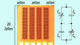 Der kapazitive Drucksensor basiert auf vier Arrays mit Sensor- und Referenz­zellen und ermöglicht differenzielle Druckmessungen.