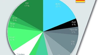 Elektromobilität in Deutschland: Anteile bei den Neuzulassungen nach Marken.