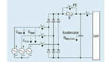 Gleichstrom-Zwischenkreis eines Drei-Phasen-Systems mit Ladestrombegrenzung durch einen PTC-Thermistor