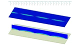 Bild 1: Äquivalente Darstellungen der Signalausbreitung in einer Mikrostreifenleitung als Leiternetzwerk, als Stromsignale und als elektromagnetische Wellen.