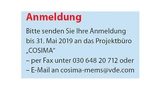 COSIMA 2019 Anmeldung