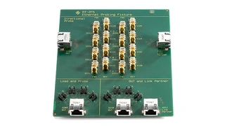 Das R&S RT-ZF5 Ethernet Probing Fixture erlaubt die rückwirkungsfreie Aufzeichnung beider Datenströme der Vollduplex-Kommunikation von 100BASE-T1