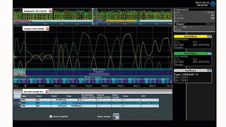 Dekodierung der elektrischen 100BASE-T1-Buspegel. Deutlich sichtbar sind die zwei Pegel des differenziellen 100BASE-T1-Signals und der dekodierte Telegramminhalt