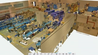 3D-Modell einer Produktionshalle. Mittels der „Click & Build“-Technik können solche 3D-Objekte einfach erstellt werden.