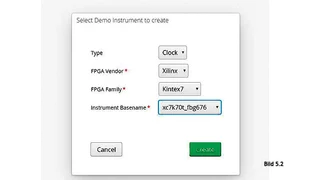 Bild 5.2 Generierungsprozess einer IP über das Web-Interface mit ChipVORX SI: 2. Auswahl des FPGA-Typs