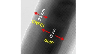 Elektronenmikroskopische Aufnahme des Hybrid-Materials. 