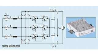Halbbrücken-Module in Easy-2B-Gehäusen wie das F3L15MR12W2M1_B69 eignen sich für Vienna-Gleichrichter