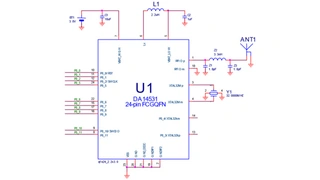 Schaltung eines Bluetooth-Transceivers mit dem DA14531 von Dialog Semiconductor.