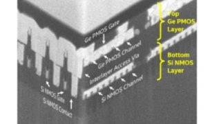 Monolithisch 3D gestapelte Ge-PMOS- auf Si-NMOS-Strukturen auf Basis von 300-mm- Schichtübertragungstechnologie.