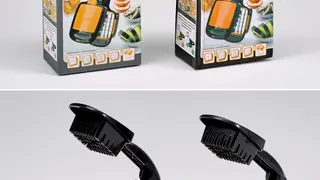 Links Original: Genius GmbH, Limburg, Deutschland Rechts Fälschung: Ningbo A-Biao Plastic Industry & Trade Co., Ltd., VR China Der Fälscher verletzt diverse gewerbliche Schutzrechte von Genius. Er kopiert nicht nur das Produkt- und Verpackungsdesign,