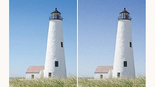 Links: ursprüngliches (nicht verrauschtes) Bild. Rechts: entrauschtes Bild