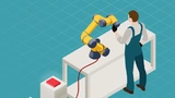 Bild 1. Beispiel eines kollaborativen Roboters, der Seite an Seite mit einem Menschen arbeitet 
