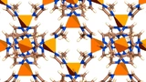 Das poröse Netzwerk von ZIF-67: Die Metallzentren aus Kobalt (Pyramiden) sind über Methylimidazolat (Stäbchen und Ringe) miteinander verbunden.