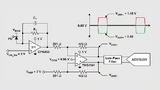 Komplette Schaltung mit Photodiode, TIA, Differenzverstärker und ADU, bei der die Vorspannung am nichtinvertierenden Eingang des TIA gleich der Referenzspannung des Differenzverstärkers ist