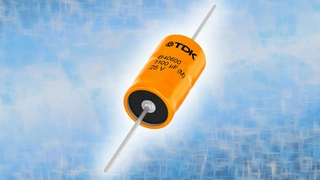 TDK Electronics: Axiale Hybrid-Polymer-Aluminium-Elektrolyt-Kondensatoren  TDK Electronics hat ihr Spektrum an Hybrid-Polymer-Aluminium-Elektrolyt-Kondensatoren erweitert und bietet nun zwei Serien in axialem Design an. Die Serie B40600* / B40700* ei