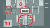 EMV-optimiertes Layout der BOTTOM- Lage des Buck-Boosts mit den vier Leistungs-MOSFETs, den restlichen Abblockkondensatoren, dem Shunt und den Freilaufdioden.
