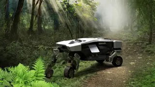 Der wandlungsfähige intelligente Bodenexkursionsroboter kann verschiedenartige Nutzlasten in unwegsamem Gelände transportieren.